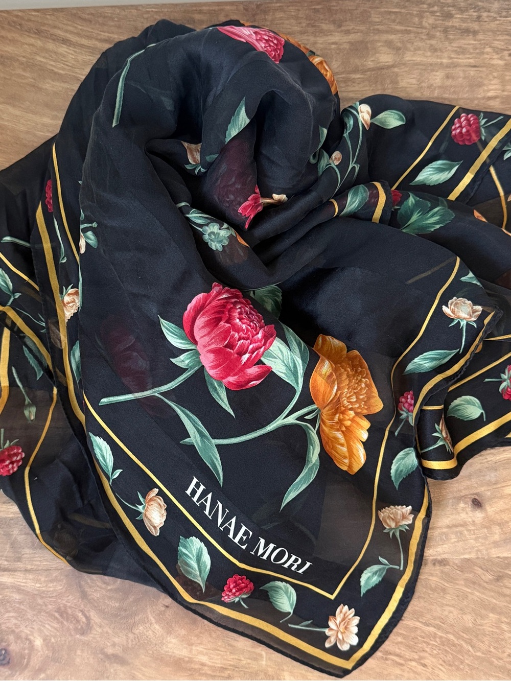 Hanae Mori Designer Silk Scarf